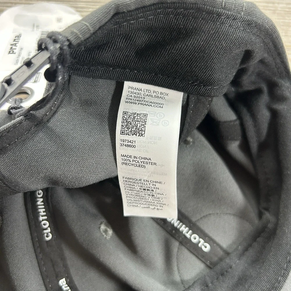 PrAna Gazin Patch Hat Cap Snapback Charcoal Mens One Size Logo Baseball Hat
